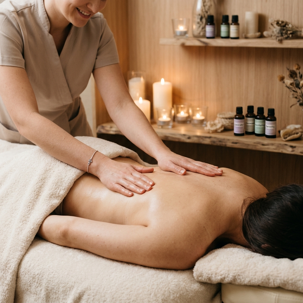 Mujer recibiendo un masaje relajante